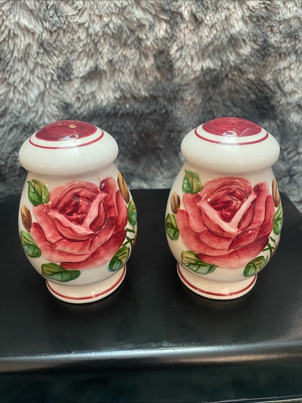 Vintage Regal Rose ESD Salt and Pepper shakers. Hand Painted